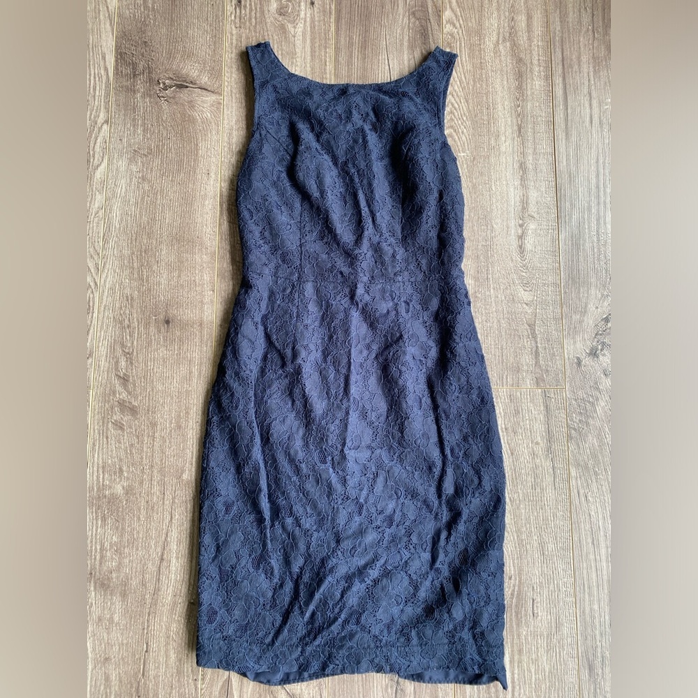 Banana Republic navy blue floral crochet lace mini dress